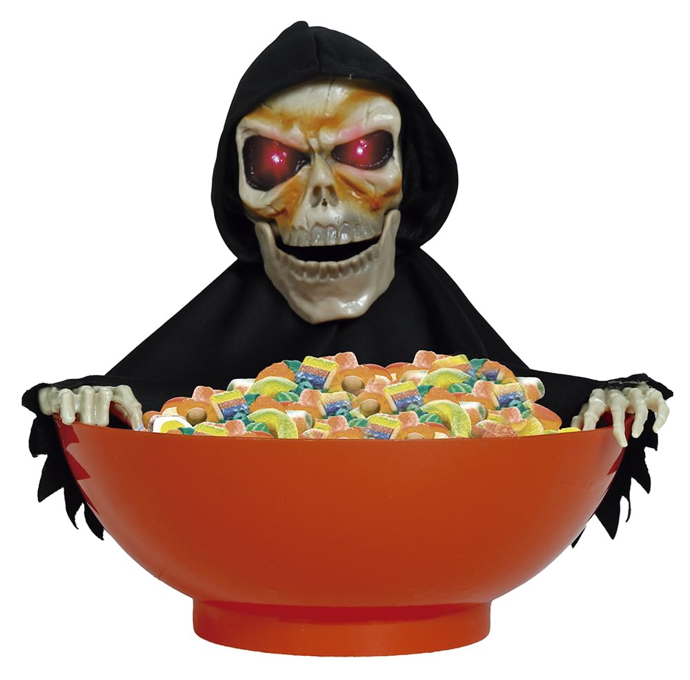 Bol squelette Halloween orange avec animation sonore et lumineuse Guirca