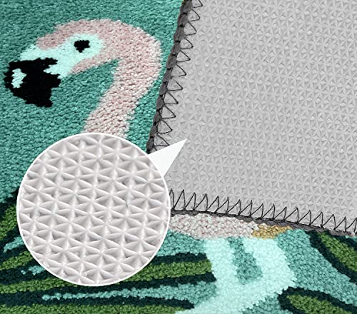 Image of Roseate Flamingo Super Soft Anti Skid (50x80 cm) Microfibre 2000 GSM Flamingo Mat Super Absorbent Door Mats for Home /Bath Mat /Bedroom /Kitchen /Floor Mat (Multicolour) Pack of 1