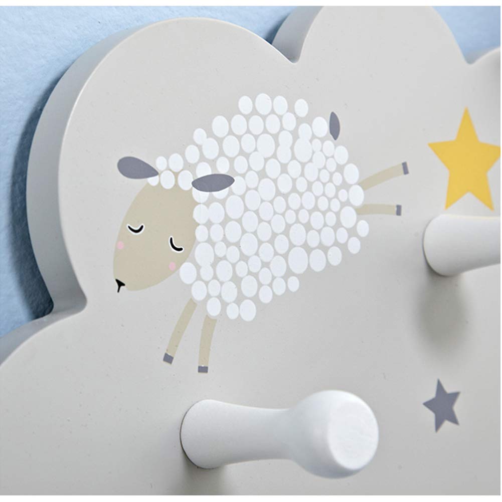 AIZYR Creatividad Habitación Infantil Perchero De Madera De Pared con 4 Percheros Perchero Sin Perforaciones para Puerta, Pasillo, Sala De Estar