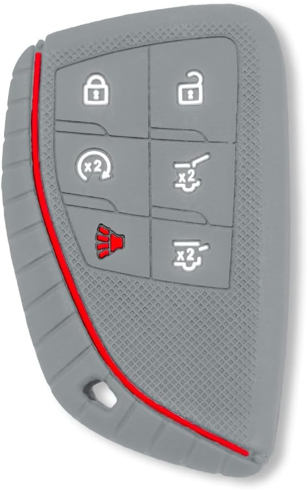 RECON Fits 21-25 GMC Yukon, XL, Denali & 22-25 Hummer EV & 21-25 Chevy Tahoe & Suburban 100% Silicone Rubber Rugged Key Fob Protection Cover Premium Quality 6 Button (Carbon Fiber)