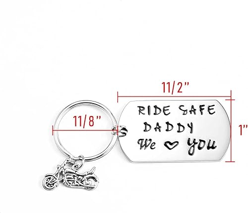 Miniatura 7 de SUNSH Ride Safe Daddy - Llavero con texto en inglés We Love You para hombres, papá, motero, motociclista, regalos para padre de hijahijo, plateado