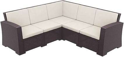 Amazon Com Compamia Monaco 5 Piece Outdoor Sectional In Brown With Cushion Commercial Grade Patio Lawn Garden Amazon Com Compamia Monaco 5 Piece Outdoor Sectional In Brown With Cushion Commercial Grade Patio Lawn Garden