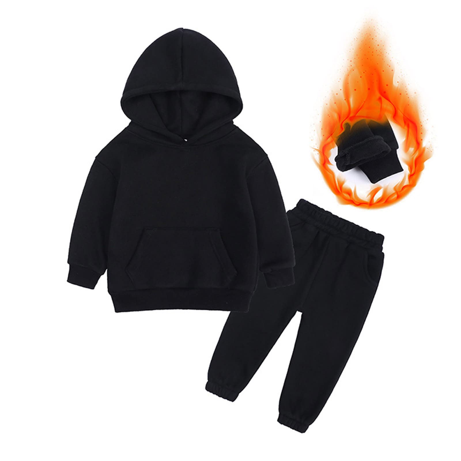 Generisch Kleinkind Kinder Babys Mädchen Jungen Frühling Winter Feste Warme Dicke Langarm Hosen Mit Hoodie Sweatshirt Set Outfits Jungen Anzug Festlich