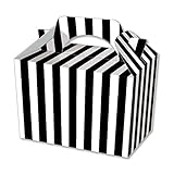 Lotus 15 x Stripe Design Spotty Children/Kids Party Boxes Carry Food Meal Fun Picnic Birthday Wedding Favour/Baby Shower Party Halloween Trick or Treat Box Loot Bag (Black)