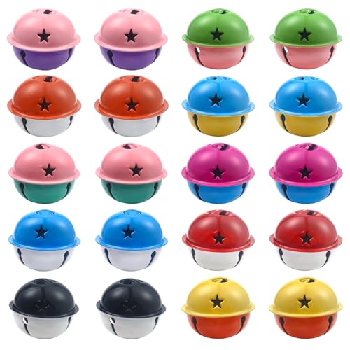 TOAOB 20 Stück Weihnachtsglocken 4 cm Bunte Große Glocken Metallglocken für Weihnachtsdekoration Hochzeit Geburtstag Party Dekoration