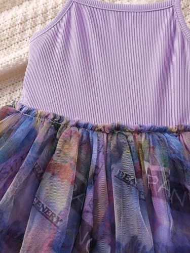 Image of TAGAS Toddler Girls Polka Dot Ruffle Trim Belted Mesh Dress Floral Pattern Frock for Girls (KD-1015)