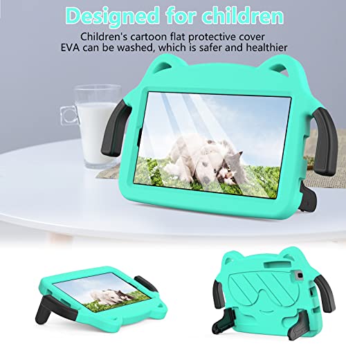 Coque Samsung Galaxy Tab A7 Lite avec poignée support verte rigide bébé