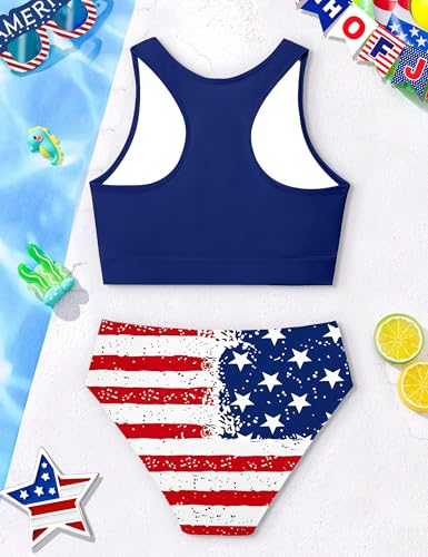 Girl Swimsuit for Girls 7-14y Two Piece Girls' Swimwear Tropical Tie Front Girls Bathing Suit Padded Tankini Swimsuit3