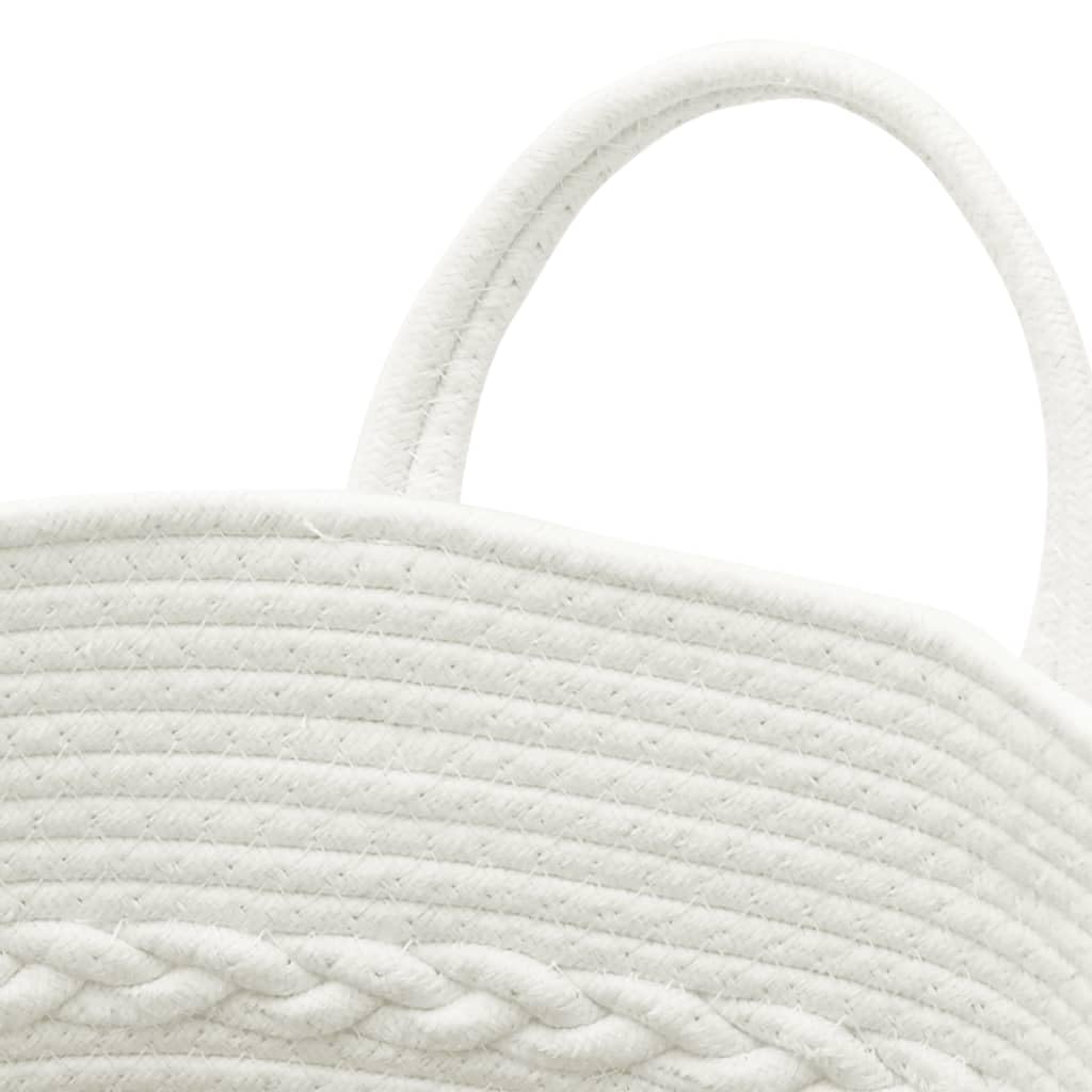 Cesto portaoggetti, grigio, bianco, in cotone, Ø 43 x 38 cm, intrecciato, versatile, pieghevole, con manici, per ordine in soggiorno, camera da letto e cameretta dei bambini, salvaspazio