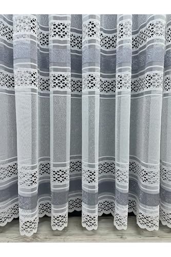 Tül Perde, Cortibo Viyana Örme Desenli Gri (Pilesiz), 100 x 260