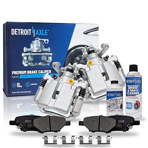 Image of Detroit Axle - Rear Brake Kit for Chevy Malibu Cobalt HHR Pontiac G5 G6 Pursuit Saturn Aura Ion Disc Brake Calipers w /Brackets Ceramic Brakes Pads Replacement