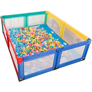 NMDCDH Playpen Large Kid’s Protective Fence Indoor Baby Playards Safety Crawling Mat Playground Fence Anti-Fall Play Pen with Balls (Size:78.74″x98.43″)