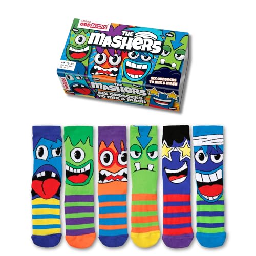 United Oddsocks Mashers coffret cadeau de 6 chaussettes rigolotes pour garçon