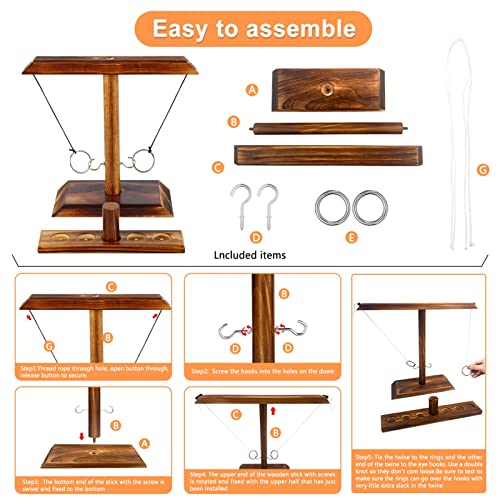 DIIQII Ring Toss Game, Wooden Table Top Hook Ring Toss Game Children - Image 3