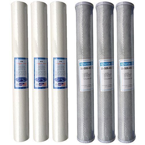 6 x 20 Reverse Osmosis Water Filters Sediment Carbon Pole Fed Window Cleaning Set