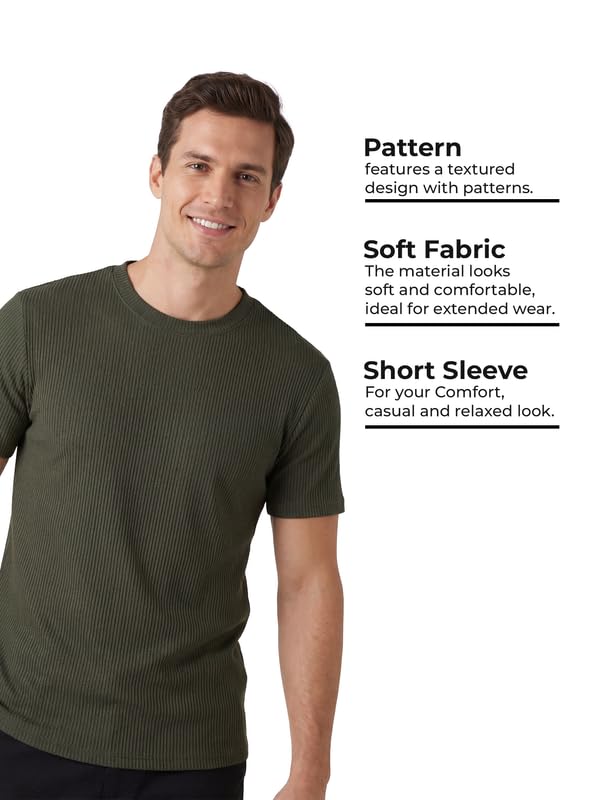 Image of Poly Cotton Frill Round Neck T-Shirt for Men | |