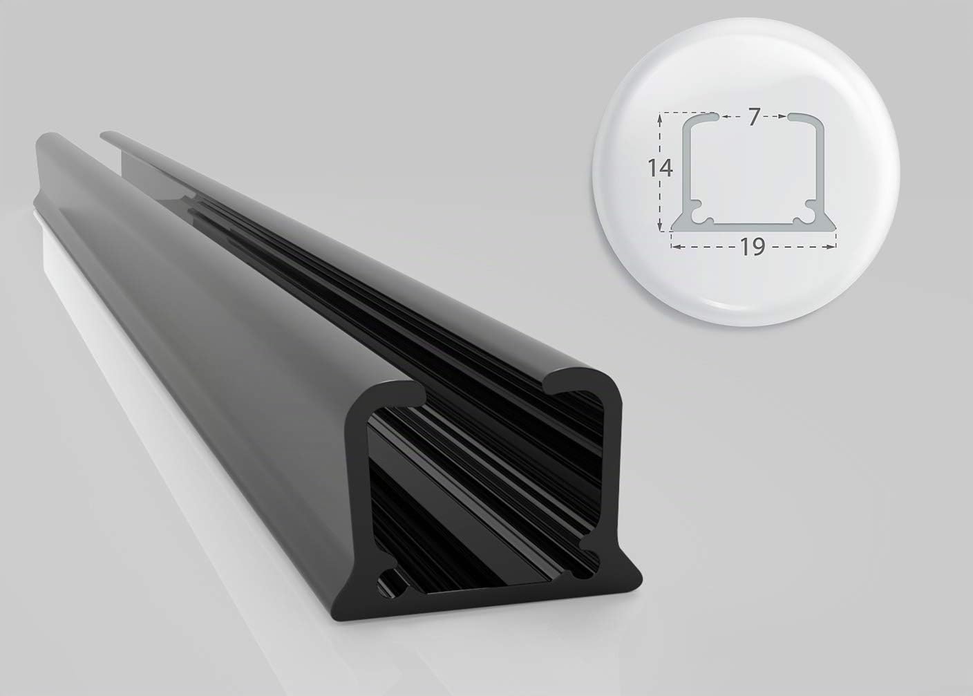 ALOHA Gardinenschiene ITU / 1-läufig / 400cm / mit Faltenlegehaken/Schwarz | Vorhangschienen aus Aluminium, Deckenbefestigung