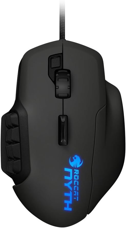 ROCCAT Nyth Modular Optical USB Gaming Mouse with Programmable Buttons, Hotkeys, Number Pad, Adjustable DPI and Interchangeable, Ergonomic Claw Grip or Palm Grip for PC, Laptop - Black with Carry Case