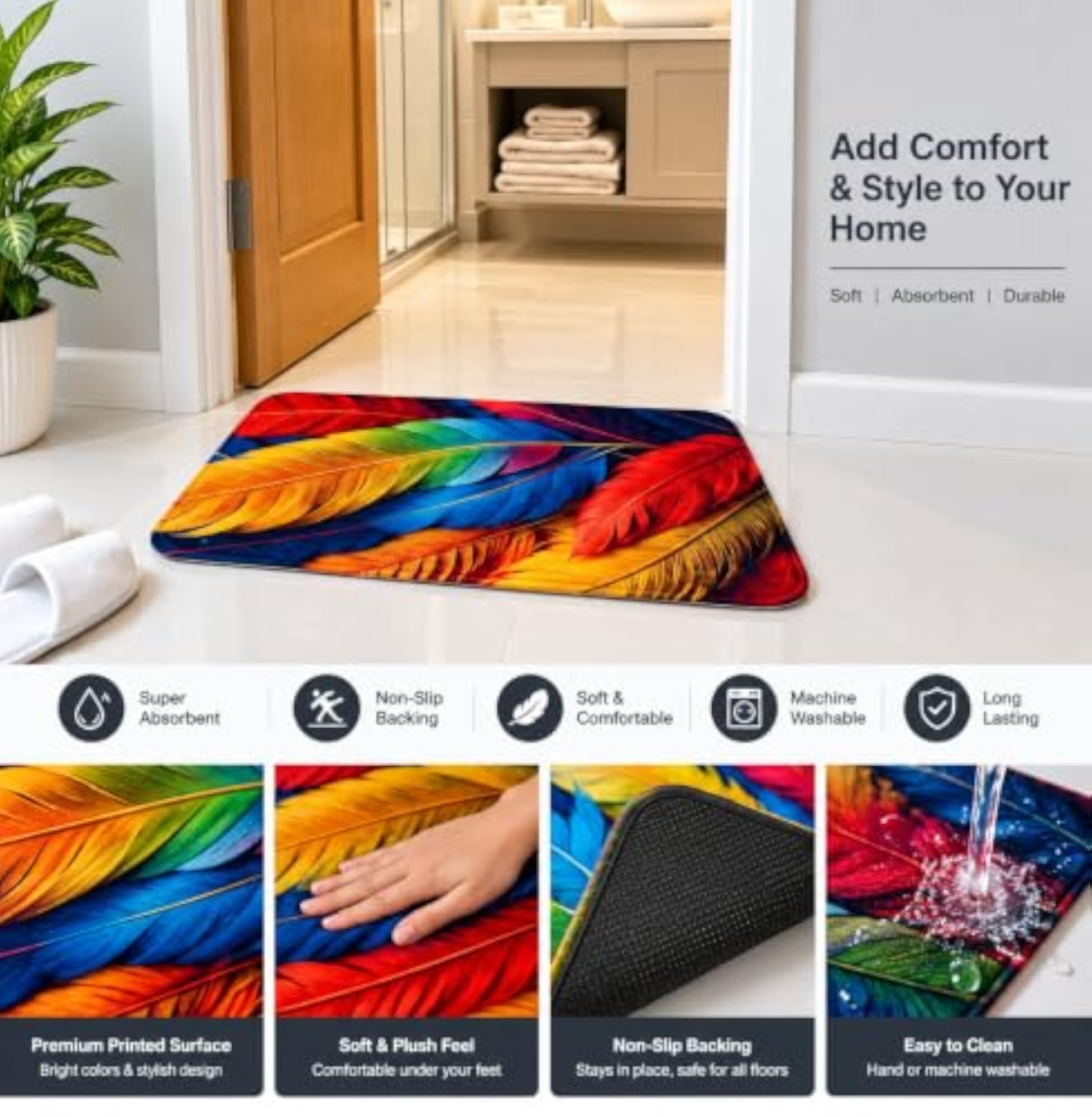Premium Memory Foam Bath Mat 50 x 80 cm
