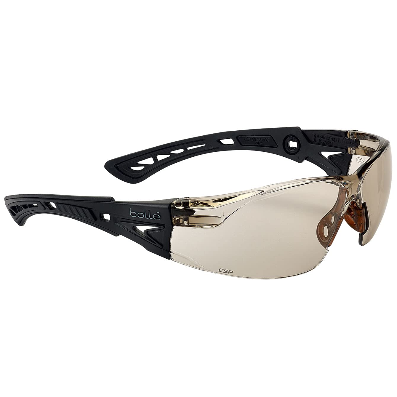Bolle RUSH+ BSSI - Lente CSP PC - Tratamiento PLATINUM, antirrayaduras y antivaho - Patillas bimaterial PC+TPR negro mate