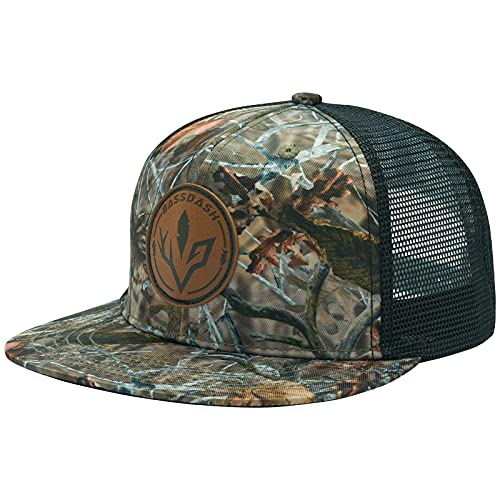Image of BASSDASH Flat Brim Trucker Cap Adjustable Snapback Hat Mesh Back for Men Women