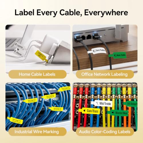 Image of NIIMBOT Cable Labels 3 Rolls Set for B1 /B21 /B2 /B31 Label Maker, Yellow | 25x78mm (0.98'' x 3.07'') 100 Labels /Roll, Refill Labeling Tape for Home School Office Small Busines