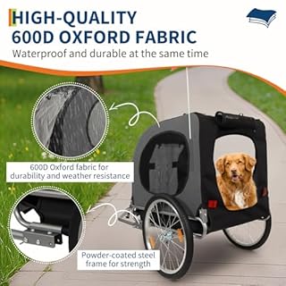 RBFGYIOP Rimorchio e passeggino cani piccola/media taglia fino 40 kg Telaio acciaio pieghevole Ruote alluminio sgancio rapido 16 Gancio traino universale bicicletta Rivestimento antiscivolo lavabile