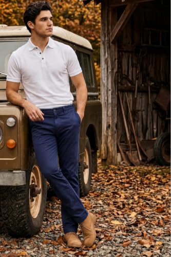 Image of Louis Philippe Men's Slim Fit Premium Cotton Soft Handfeel Solid Chinos