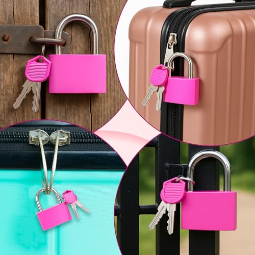 Image of 2 Pcs Pink Locker Lock, Cute Small Lock with Keys Zinc Alloy Luggage Locks Padlock Cabinet Locks Gym Essentials Women Gate Lockes for Outdoor Fence Suitcase Backpacks Gym Hasp Storage