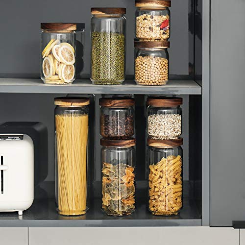 Sweejar 16 Oz Glass Food Storage Jar With Lid(Set Of 3),Airtight Canisters For Bathroom,Kitchen Container With Bamboo Cover For Serving Tea, Coffee, Spice And More #TOP6
