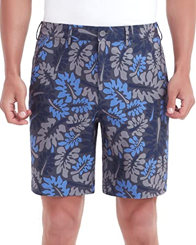 Lesmart Mens Golf Shorts Stretch Bermuda Quick Dry Elastic Waist Relaxed Fit Shorts With Pockets Blue Printed 44 #TOP4