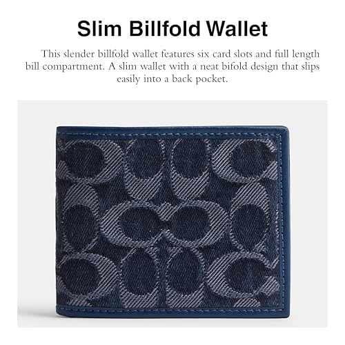 Coach Slim Billfold Wallet in Signature Denim Deep Blue One Size2