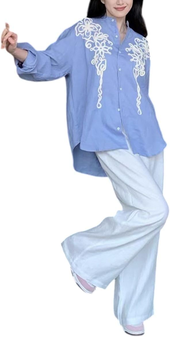 Women Solid Color Two Piece Set Loose Fit Top Pants Casual Everyday Outfit