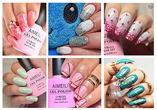 Aimeili Gel Nail Polish No Wipe Top And Base Coat Set, Shine Finish And Long Lasting, Soak Off Gel Nail Lacquer - 2 X 10Ml #TOP4