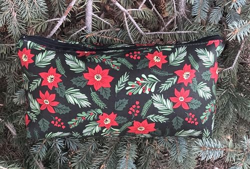 Christmas Winter Poinsettias and Pine bolso para fichas Mahjong miniatura 2