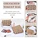 ZLFSRQ 2Pcs Checkered Makeup Bag for Women Large Small Checkered Cosmetic Bag Set Aesthetic Preppy Pencil Case Cute Pencil Pouch Brown Makeup Pouch for Purse Travel Toiletry Bags Zipper Skincare Bags