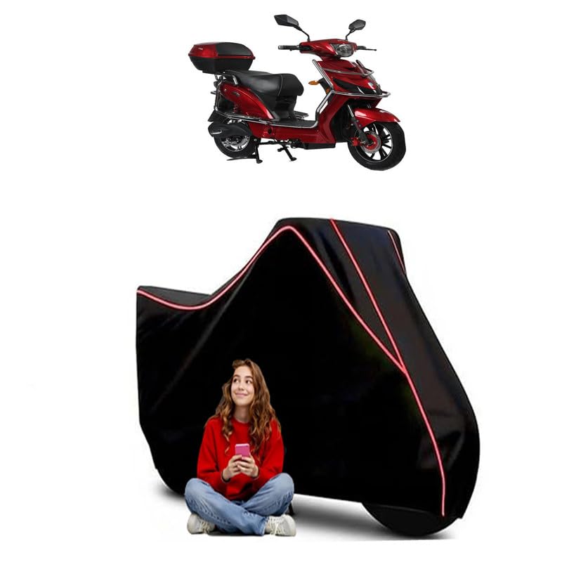 Image of Avan Xero BS6 Scooty Bike Cover Water Resistant Outdoor Use Universal Fit Scooters Motorcycles Heavy Duty UV Protection Dust Rain Scratch Resistant Elastic Bottom Black Blue Piping