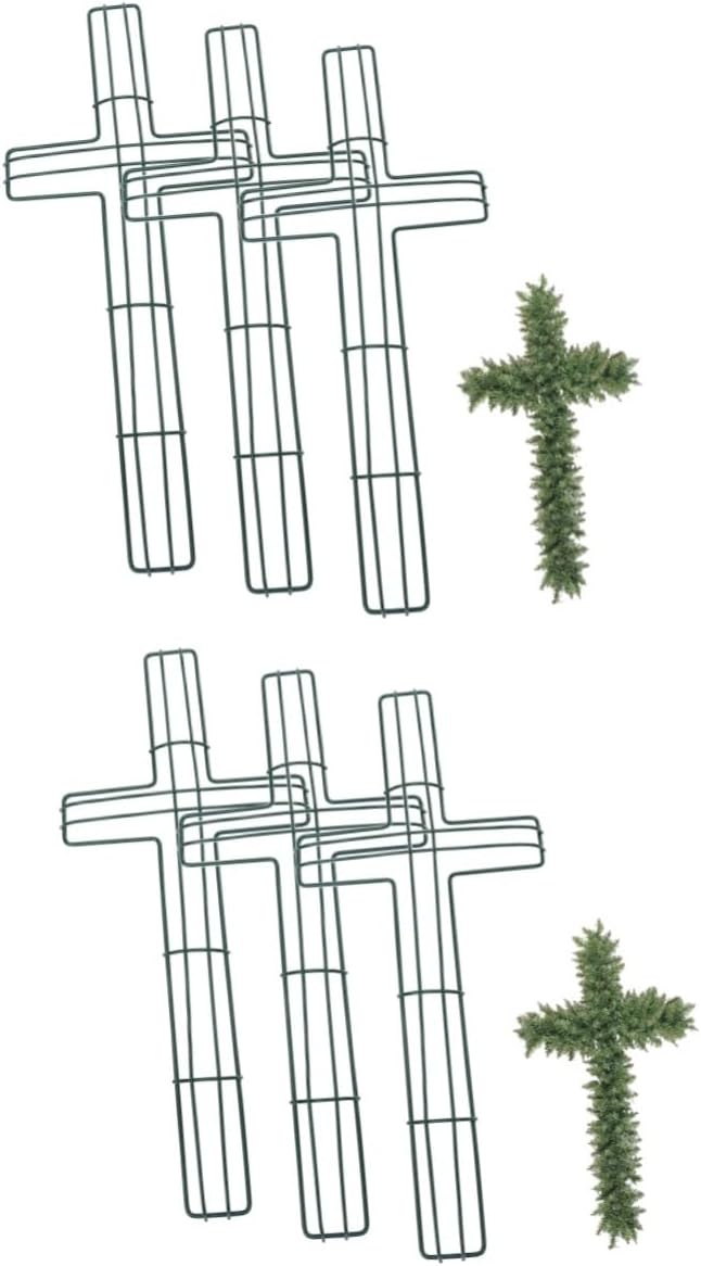 BESTOYARD 6pcs Cross Shaped Wreath Frame Metal Wire Cross Decoration for Easter and Church for Floral Arrangements and Holiday Hanging Decor