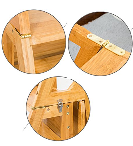 Chaise pliante bambou et escabeau 4 marches double usage pour la maison - 4