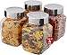 Plastic Storage Jars With Lids; Milton Food Storage Containers 4 Pack 67 oz. Clear Square Lightweight PET Canisters;Wide-Mouth, Airtight Lids Caps; Large Big Clear Empty Multi-Purpose Jars BPA Free