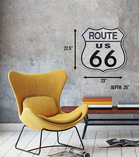 Desperate Enterprises Route 66 Large Format Premium Aluminum Sign, 23"W X 22.5"H #TOP1