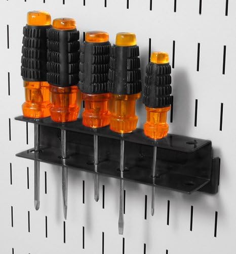 Wall Control Pegboard Screwdriver Holder Bracket Slotted Metal Pegboard Accessory Pegboard and Slotted Tool Board – Black