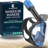 Khroom Masque de Plongée Intégral Seaview Pro | Notre Meilleur Masque de Snorkeling pour Adultes | sans Risque de CO2 | Vision Cristalline, Respiration Facile, Facile à Utiliser (L-XL Bleu)
