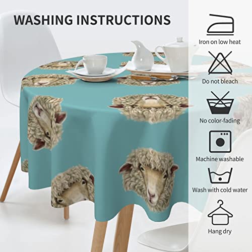 Psvod Sheep Head Animal Round Tablecloth 60 Inch Decorative Tablecloth Washable For Dining Tables And Outdoors #TOP5