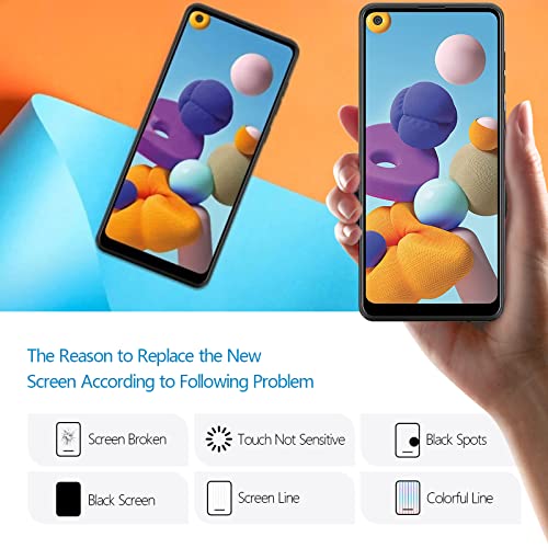 Screen for Samsung Galaxy A21 Screen Replacement for Samsung A21 A215 SM-A215U A215U1 A215F LCD Display Touch Screen Digitizer Glass Assembly Repair Parts with Kit - Thumbnail 2