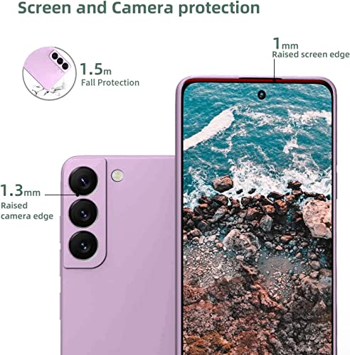 Image of DIZORO Liquid Silicone Case with Microfiber Cushioning Compatible for Samsung Galaxy S22 5G Shockproof Slim Back Cover, Gel Rubber Full Body Protection (Lilac)