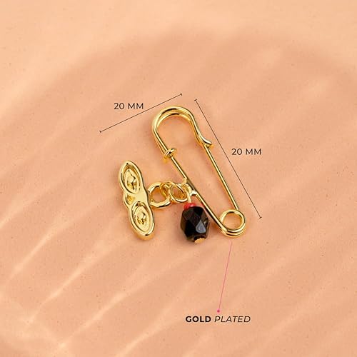 Miniatura 4 de In Season Jewelry Broche chapado en oro con diseño de azabache simulado de Santa Lucía para protección contra el mal de ojo, dije de ojos esmaltados