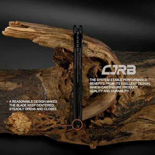 Image of CJRB Frack Pocket Knife, 3.9 inch AR-RPM9 Steel Blade PVD Coating Steel Handle EDC Knife, Button Lock Knife for Tactical Outdoor Camping Gift, Black (J1931)