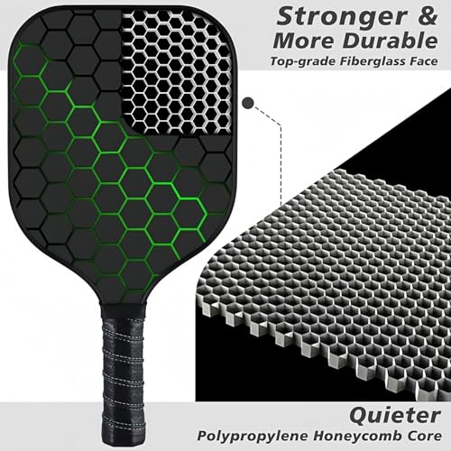 Image of Xfopz Pickleball Paddles Set, Glass Fiber USAPA Approved Pickle Ball Paddle Indoor Outdoor Rackets Pickleballs Racquet Gifts (Honeycomb)