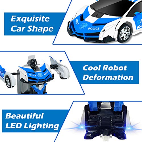 AMENON Remote Control Car - Transform Robot Toys for Boys Teens, Rechargeable RC Car with Lights, 2.4Ghz RC Car 1:18 Rechargeable 360° Rotating Race Transform Car Birthday Gifts Party Favors for Kids